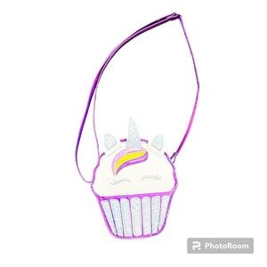 Purple shiny unicorn cupcake bag. For kids.